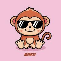 Monkey With Sunglasses Cute Vector