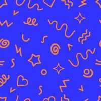 Trendy squiggles  90s style seamless pattern. Simple childish print. For textile, backdrop, packaging vector