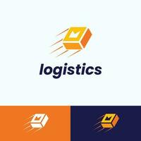 expedición logística logo, cubo caja logos vector