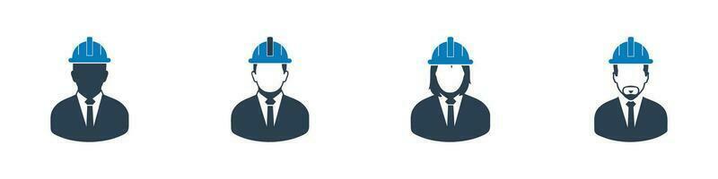 Civil Engineer Icon Set. Editable Flat Vector Illustration.