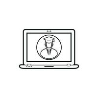 E- Learning line icon. Flat style vector. vector