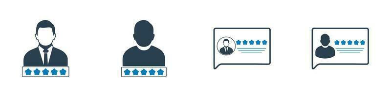 User Review, Feedback Icon Set. Editable Flat Vector Illustration.