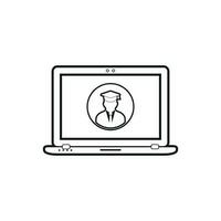 E- Learning line icon. Flat style vector. vector
