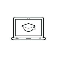 E- Learning line icon. Flat style vector. vector