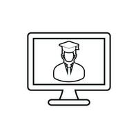E- Learning line icon. Flat style vector. vector