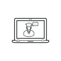 E- Learning line icon. Flat style vector. vector