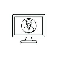 E- Learning line icon. Flat style vector. vector