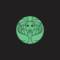 a praying goddess logo, with modern and simple and elegant vector