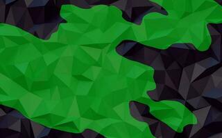 Abstract geometric green and black color background, polygon, low poly pattern. 3d render illustration photo