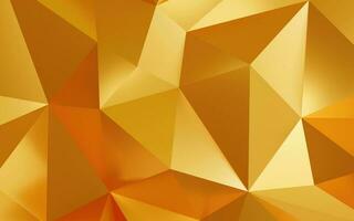 Abstract geometric gold color background, polygon, low poly pattern. 3d render illustration. photo