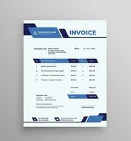 Professional and modern invoice template. Invoice Layout with Blue color. vector