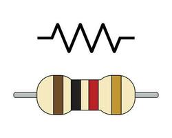 Carbon Film Resistor and Symbol. Fixed Resistor. Electronic Component. vector