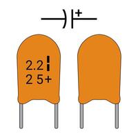 Tantalum Capacitor and Symbol. Electronics Component. vector