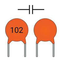 Ceramic Capacitor and Symbol. Electronics Component. vector