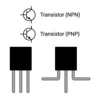 transistor y símbolo. npn y pnp transistores vector