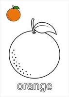 Orange Coloring Page for Kids vector