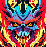 evil face monster cartoon vector