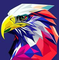 Low poly poster with eagle. Vector illustration.