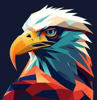 Low poly poster with eagle. Vector illustration.