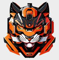 tiger robot cartoon vector