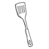 Spatula. Kitchenware sketch. Doodle line vector kitchen utensil and tool. Cutlery