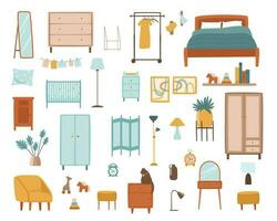 A set of furniture for the bedroom and nursery vector