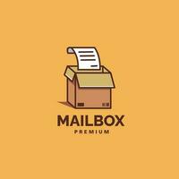 cardboard mailbox logo template vector icon with paper