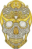 Jewelry design art vintage set with diamond gold skull hand drawing and painting make graphic vector. vector