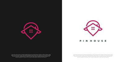 Pin house logo design vector concept