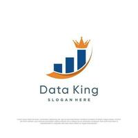 Data chart with crown logo vector concept design