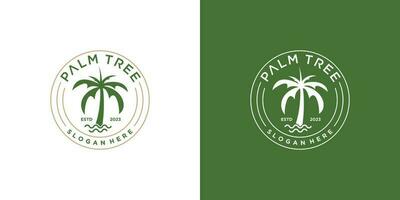 Palm tree with creative idea logo design vector