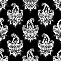 Damask seamless pattern. Fine vector traditional oriental black and white ornament