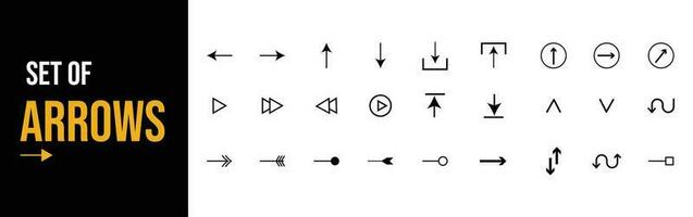 flechas grande negro conjunto iconos flecha icono. flecha vector recopilación. flecha. cursor. moderno sencillo flechas