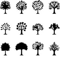 silueta de conjunto diferente arboles vector ilustración diseño 04