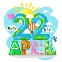 Earth Day 22 April vector illustration with white background. Ecology and save the Planet concept