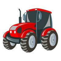 Red tractor on white background - vector image. Agriculture and rural concept