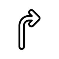 Right turn icon in trendy line style design. Vector graphic illustration. Right turn symbol for website, logo, app and interface design. Black icon