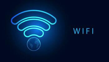 Abstract world wifi connection concept connection network people communication On a blue background, futuristic, modern vector