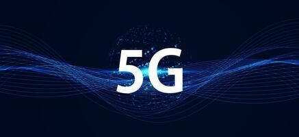 Abstract technology digital futuristic concept world 5g wireless communication technology network connection high speed internet communication on a modern background vector