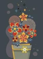 retro flower bouquet vector