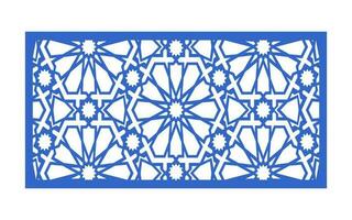 Decorative blue patterns, Islamic, floral and geometric template for cnc laser cutting vector