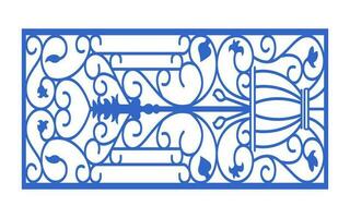 Decorative blue patterns, Islamic, floral and geometric template for cnc laser cutting vector