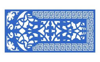 Decorative blue patterns, Islamic, floral and geometric template for cnc laser cutting vector