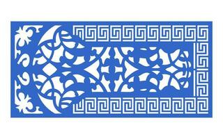 Decorative blue patterns, Islamic, floral and geometric template for cnc laser cutting vector