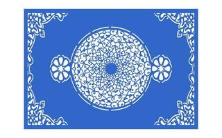 Decorative blue patterns, Islamic, floral and geometric template for cnc laser cutting vector