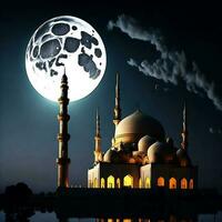 photo a for Eid al Adha with a mosque and a moon