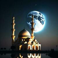 foto un para eid Alabama adha con un mezquita y un Luna