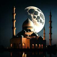 photo a for Eid al Adha with a mosque and a moon