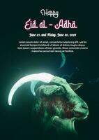 Eid Al Adha poster with goat gost mode photo