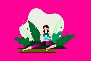 yoga in the lotus position, Yoga exercise fitness therapy healthy vector